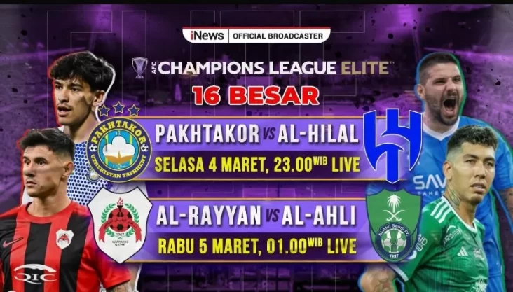 Live di iNews! Al Hilal vs Pakhtakor pada Babak 16 Besar AFC Champion League, Waktu senja Hal ini Saat 23.00 Waktu Indonesia Barat