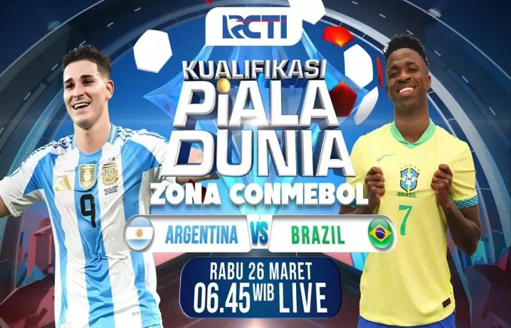 Live di tempat area RCTI, Argentina vs Brasil di Kualifikasi Piala Planet 2026 Zona CONMEBOL